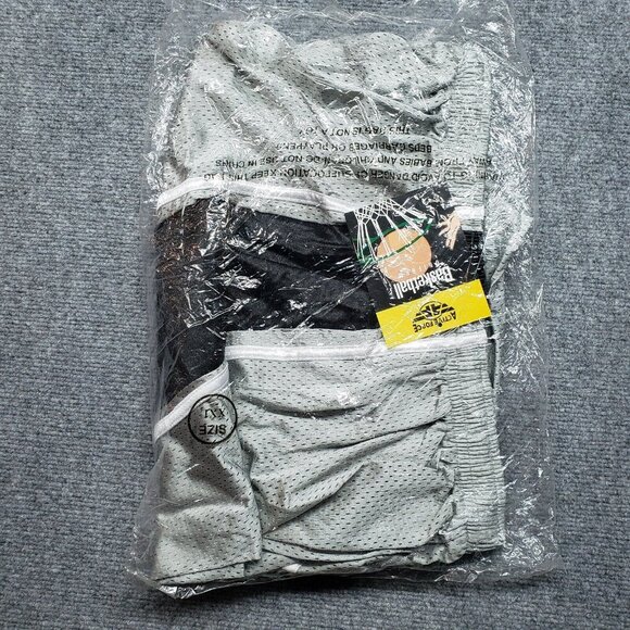 Active Force Athletic Shorts Mens 2XL Gray Black Basketball Uniform Y2K New - Picture 3 of 10